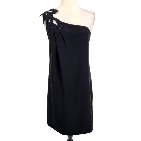 Tibi Asymmetrical One Shoulder Dress 3D Applique Motif - Picture 7 of 7